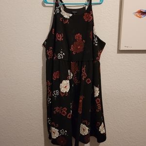 Torrid Black Floral Sleeveless Skater Dress